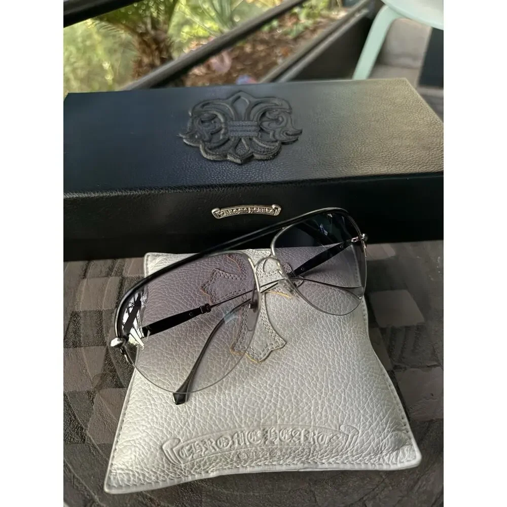 Chrome Hearts SPANKED Sunglasses Silver Black Rare Vintage Discontinued Aviator